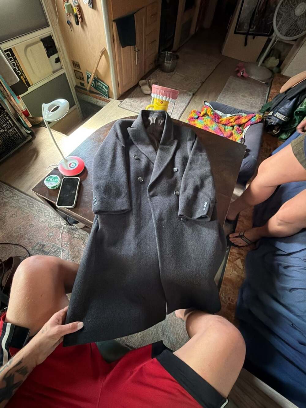 Vintage Double-Breasted Wool Overcoat Grey